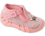 Buty dla dziewczynek - Kapcie dziecięce Befado 110P505 dziewczęce domowe do przedszkola zapinki-24 - miniaturka - grafika 1
