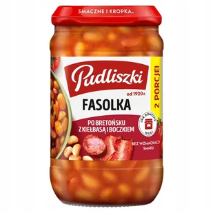 Pudliszki Fasolka po bretońsku z kiełbasą i boczkiem 610 g - Szybkie dania obiadowe - miniaturka - grafika 1
