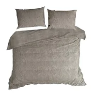 Pościel - Pościel 160x200 3cz Mikrofibra Tłoczona Pluszowa Flano Beż - miniaturka - grafika 1