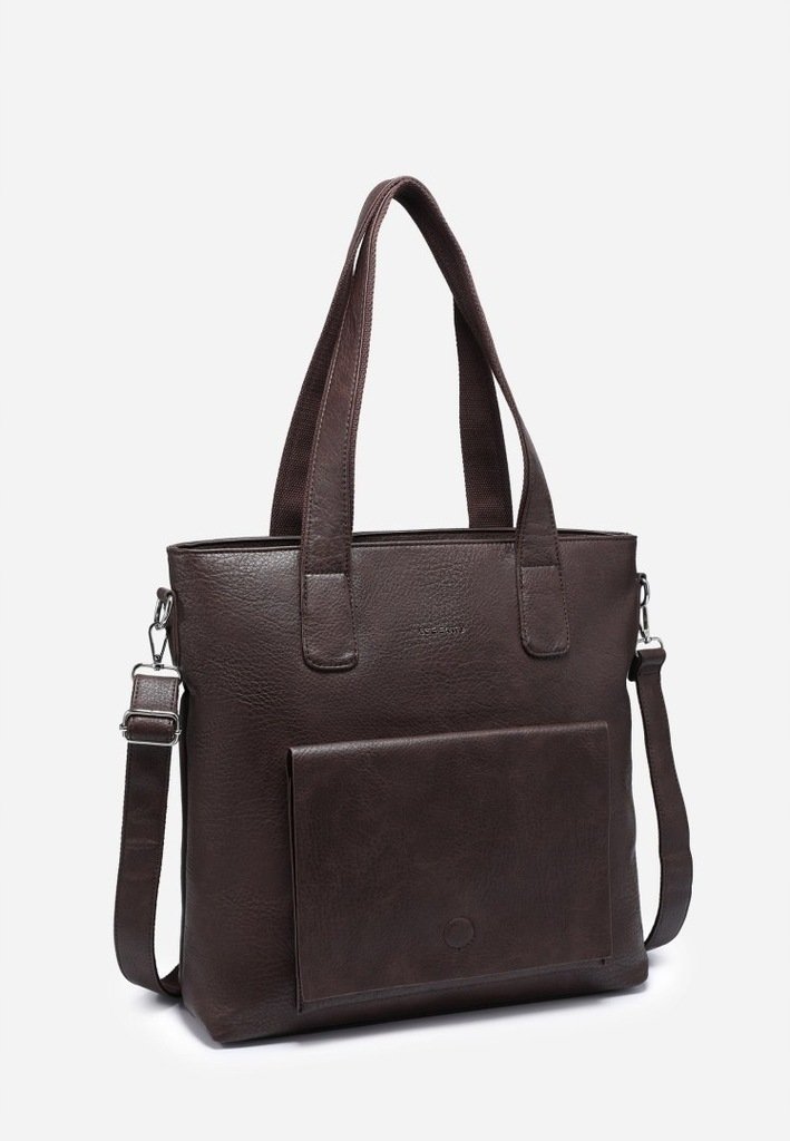 Modna Pojemna Torebka Damska Brązowa Shopper Format A4 LUIGISANTO