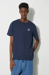 Koszulki męskie - Puma t-shirt bawełniany męski kolor granatowy z aplikacją - grafika 1