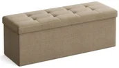 Pufy i podnóżki - Duża prostokątna pufa tapicerowana jasny taupe - Ebro 3X - miniaturka - grafika 1