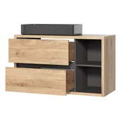 Szafki łazienkowe - Szafka z Umywalką 823 Devon Comad Dąb Shetland, Grafit - miniaturka - grafika 1