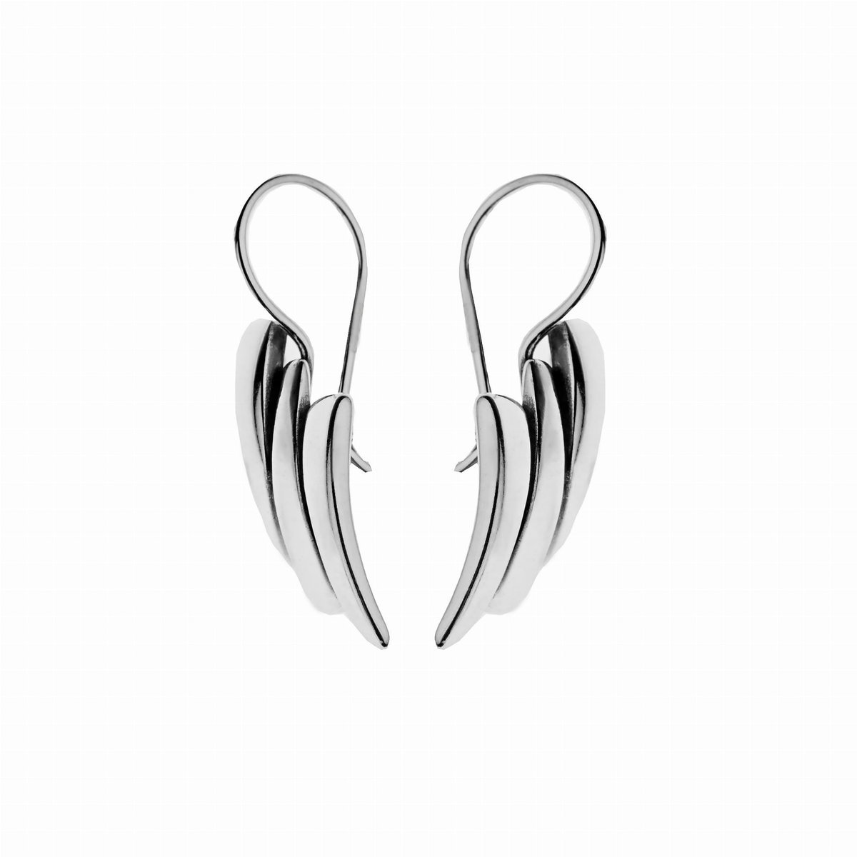 Srebrne kolczyki 925 gładkie skrzydła na biglu