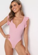 Body - Różowe Body z Haftowanymi Falbankami Lviya - miniaturka - grafika 1