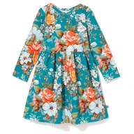 Sukienki - Sukienka bawełniana z zakładką Turkusowe kwiaty 104 - miniaturka - grafika 1