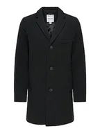 Płaszcze męskie - ONLY & SONS płaszcz męski wełna, czarny, XL - miniaturka - grafika 1