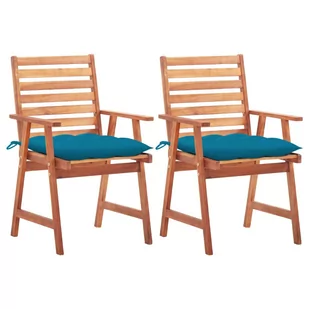 vidaXL Krzesła ogrodowe z poduszkami, 2 szt., lite drewno akacjowe - Fotele i krzesła ogrodowe - miniaturka - grafika 1