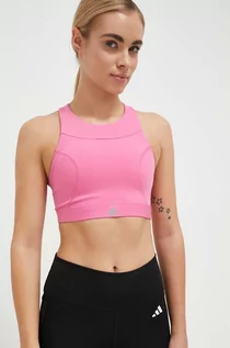 Bielizna sportowa damska - adidas Performance biustonosz sportowy kolor różowy gładki - grafika 1