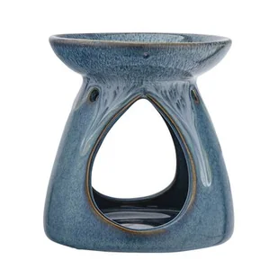 Kominek zapachowy porcelanowy 9,5 x 9,5 x 10,5 cm niebieski - Świeczniki - miniaturka - grafika 1