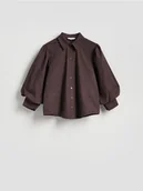 Koszule damskie - Reserved - Koszula z bufiastymi rękawami - brązowy - miniaturka - grafika 1