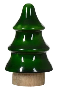 Choinka figurka świąteczna drewniana zielona 11 x 6,5 cm - Ozdoby bożonarodzeniowe - miniaturka - grafika 1