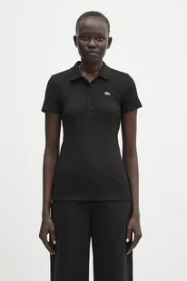 Lacoste polo bawełniane damski kolor czarny DF5377 - Koszulki i topy damskie - miniaturka - grafika 1