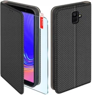 Etui i futerały do telefonów - Etui z klapką do Samsung Galaxy A6 2018 Zamykane Czarne Futerał + Szkło 9H - miniaturka - grafika 1