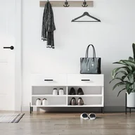 Wieszaki i stojaki - vidaXL Ławka z miejscem na buty, biała, 102x35x55 cm - miniaturka - grafika 1