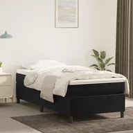 Łóżka - Lumarko Łóżko kontynentalne, czarne, obite aksamitem, 90x200 cm - miniaturka - grafika 1
