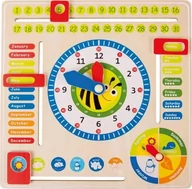 Zabawki interaktywne dla dzieci - Small Foot Design Zegar i kalendarz angielski dla dzieci do nauki czasu - miniaturka - grafika 1