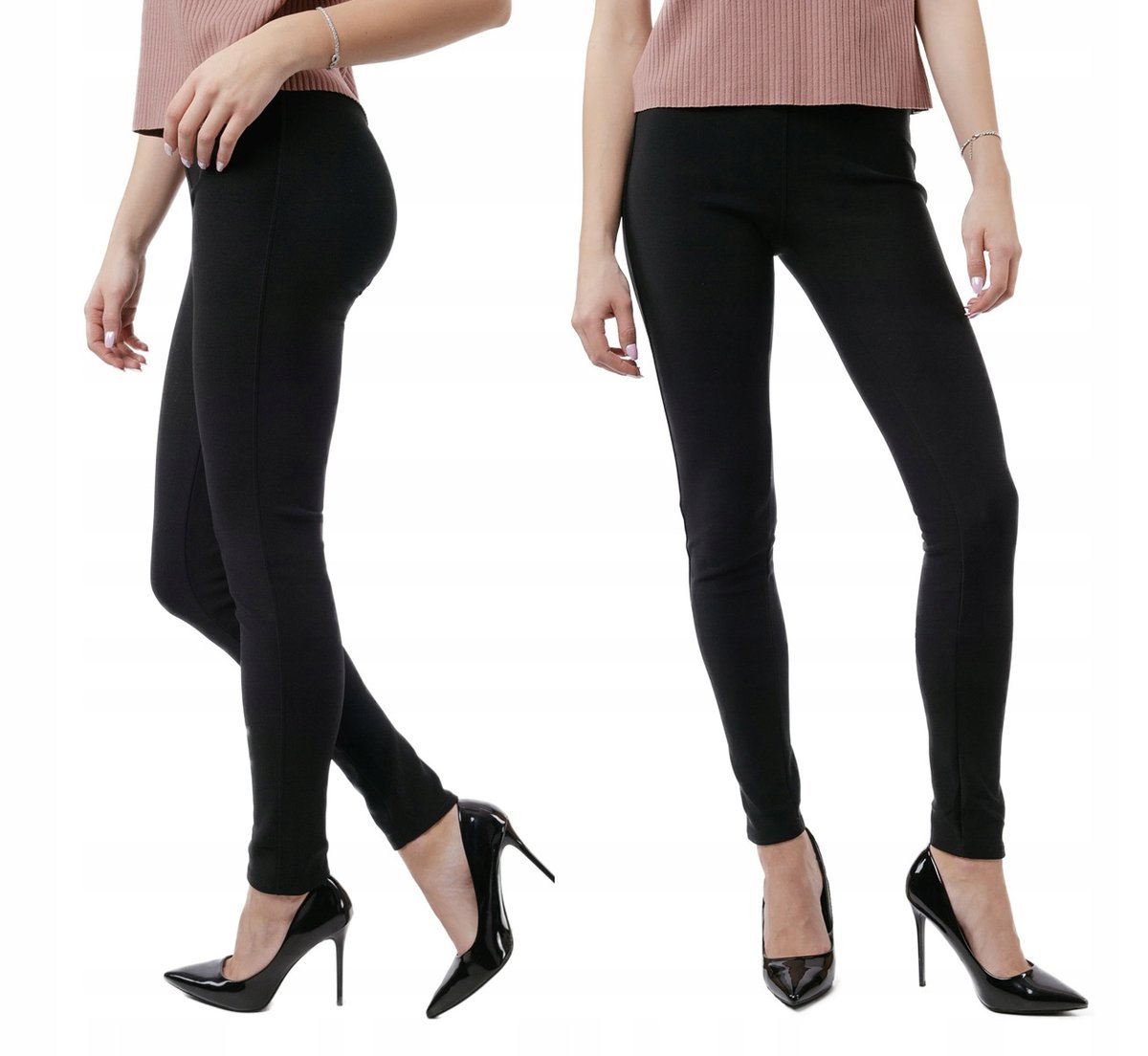 Czarne Spodnie Legginsy Rurki Damskie Fit 8205 XL