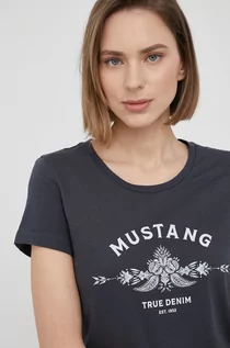 Koszulki i topy damskie - Mustang t-shirt bawełniany kolor szary - grafika 1