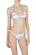 Majtki damskie - Emporio Armani Swimwear Women's Emporio Armani Logomania Triangle Stringi brazylijskie bikini, biały/granatowy, XS, White/Navy Blue, XS - miniaturka - grafika 1