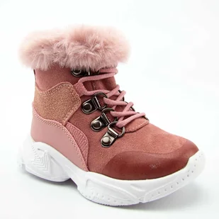 Wojtyłko 25070 Śniegowce dziecięce botki zimowe dziewczęce różowe - Botki damskie - miniaturka - grafika 1