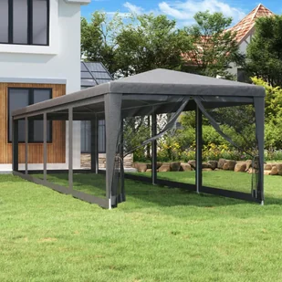 Namiot imprezowy z 10 ścianami z siatki, antracyt, 3x12 m, HDPE - Pawilony ogrodowe - miniaturka - grafika 1