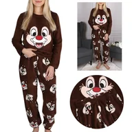 Piżamy damskie - DISNEY Chip i Dale polarowa piżama damska, ciepła, długi rękaw, brązowa M - miniaturka - grafika 1