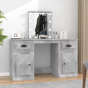 vidaXL Toaletka z oświetleniem LED, szarość betonu, 130x50x132,5 cm - Toaletki - miniaturka - grafika 1