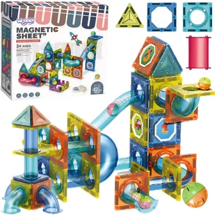 WOOPIE Klocki Magnetyczne Konstrukcyjne 3D Zestaw Edukacyjny Tor Kulkowy 42 el. - Klocki - miniaturka - grafika 1