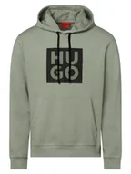 Bluzy męskie - HUGO Męska bluza z kapturem Mężczyźni Bawełna zielony nadruk, S - miniaturka - grafika 1