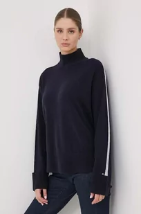 Tommy Hilfiger sweter wełniany damski kolor granatowy z półgolfem - Swetry damskie - miniaturka - grafika 1