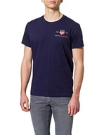 Koszulki męskie - GANT Męski T-shirt Archive Shield Emb SS, niebieski (Evening Blue), S - miniaturka - grafika 1