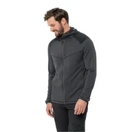 Bluzy męskie - Kurtka polarowa męska Jack Wolfskin KOLBENBERG HOODED FZ M phantom - S - miniaturka - grafika 1