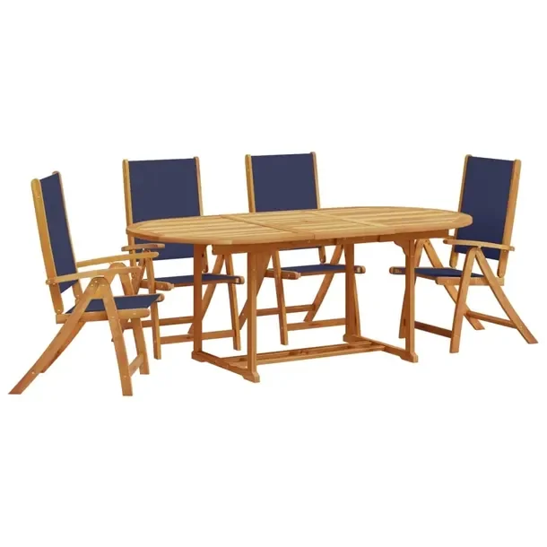 Zestaw Mebli Ogrodowych z Litego Drewna Akacjowego, Stół (150-200)x100x74