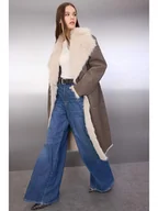 Kurtki damskie - trendyol Płaszcz w kolorze szarobrązowym ze skóry syntetycznej - miniaturka - grafika 1