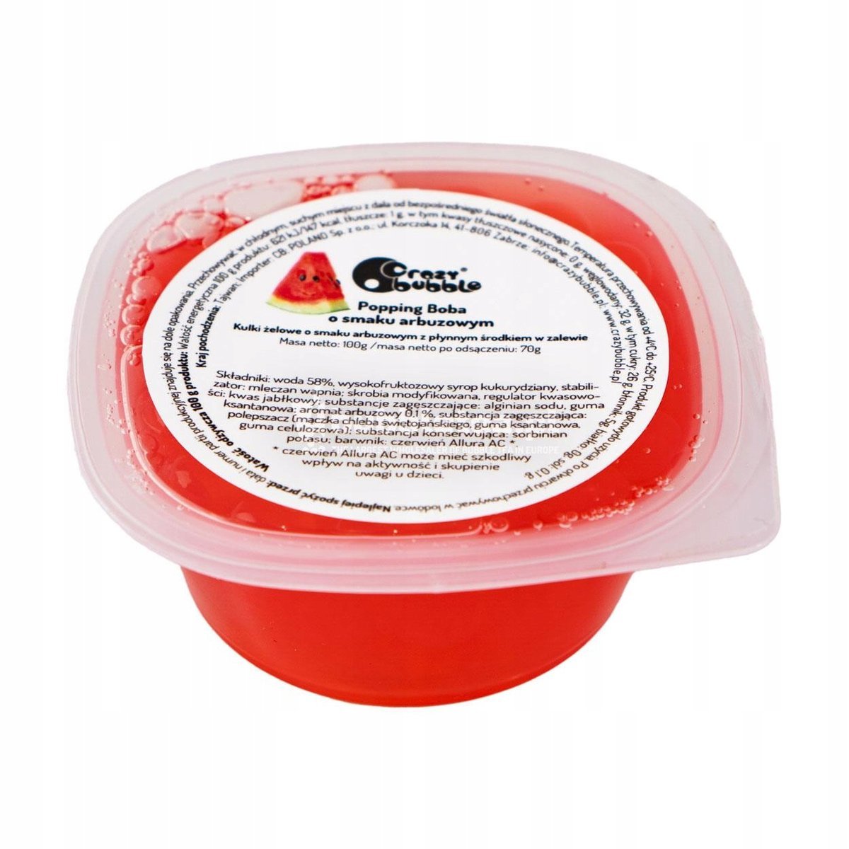 Kulki pękające Crazy Bubble Tea ARBUZ 100g Popping Boba owocowe