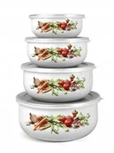 Miski i półmiski - KOMPLET MISKI EMALIOWANE NA JEDZENIE vege 4szt - miniaturka - grafika 1