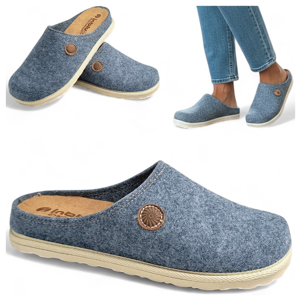 Kapcie Domowe Ciepłe Klapki Damskie Filcowe Wygodne Laczki Inblu 39