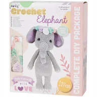 Prace ręczne dla dzieci - ZESTAW DO SZYDEŁKOWANIA Z WŁÓCZKI SŁOŃ ELEPHANT DIY RĘKODZIEŁO ZRÓB TO SAM - miniaturka - grafika 1