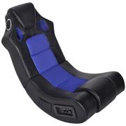 Fotele - vidaXL Fotel multimedialny bujany Eko skóra niebiesko czarny - miniaturka - grafika 1