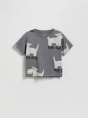 Bluzki dla niemowląt - Reserved - T-shirt oversize z nadrukiem - ciemnoszary - miniaturka - grafika 1