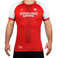 Kimona, stroje i obuwie - Rashguard do MMA/BJJ męski Ground Game Polska czerwony z krótkim rękawem - miniaturka - grafika 1