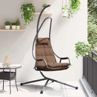 Huśtawki - Fotel wiszący z stelażem i poduszką w kolorze kawy, stalowy - miniaturka - grafika 1