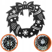 Ozdoby bożonarodzeniowe - DEKORACJA WIANEK BOŻE NARODZENIE NA DRZWI OKNO CZARNO SREBRNY NOWOŚĆ - miniaturka - grafika 1