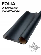 Folia, papier śniadaniowy, serwetki - Matowa folia do pakowania o zapachu róży 50cmX9m Czarny, Black - miniaturka - grafika 1