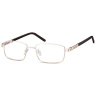 Okulary korekcyjne, oprawki, szkła - Męskie oprawki korekcyjne zerówki okulary prostokątne metalowe 659D Złote - miniaturka - grafika 1