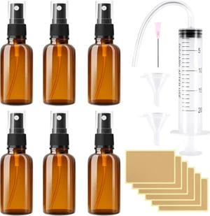 RYMALL Zestaw 6 szklanych butelek z rozpylaczem 10 ml z akcesoriami - Butelki dla niemowląt - miniaturka - grafika 1