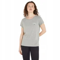 Koszulki i topy damskie - TOMMY HILFIGER KOSZULKA DAMSKA T-SHIRT SZARA r.S - miniaturka - grafika 1