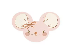 Serwetki Myszki jasny różowe 16x10cm 20szt - PartyDeco - Folia, papier śniadaniowy, serwetki - miniaturka - grafika 1