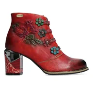 Botki damskie - Botki damskie skórzane na słupku Laura Vita MAEVAO 12 czerwone - miniaturka - grafika 1